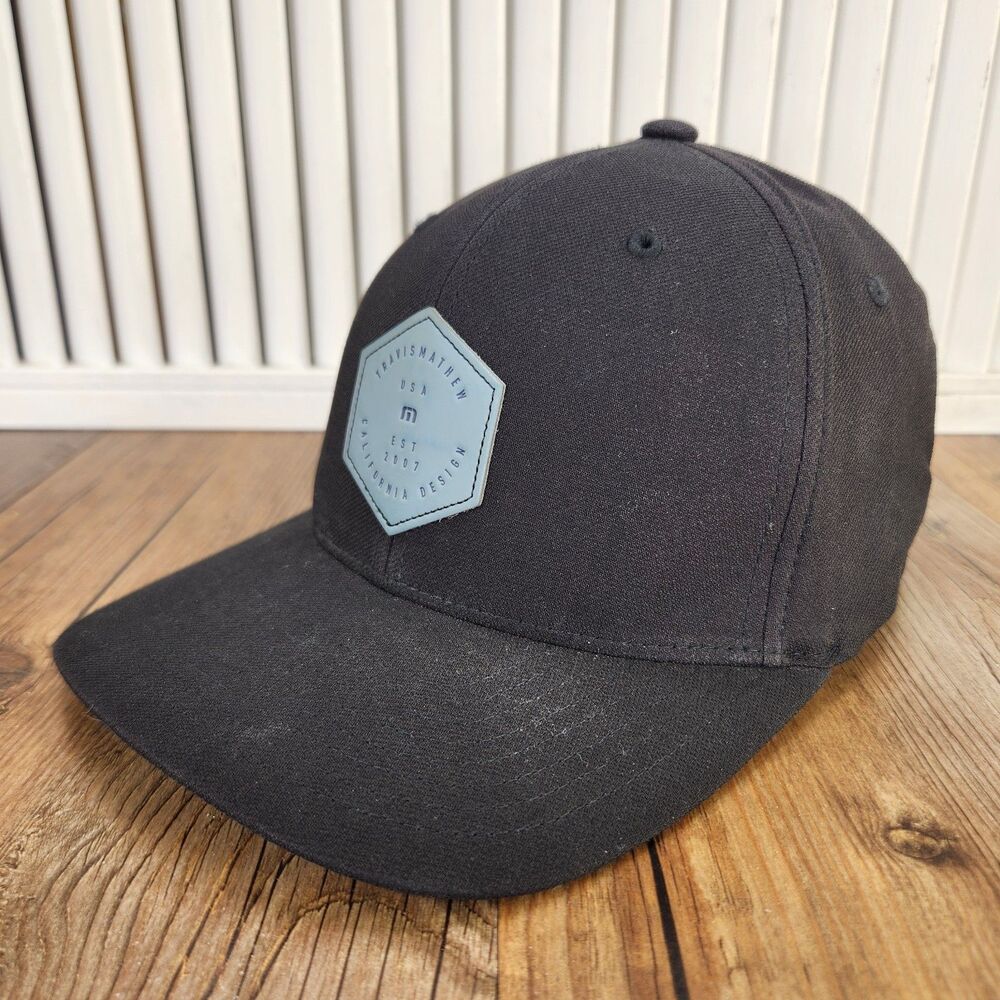 Travis Mathew Dopp Tri-Blend Flex Fit Hat Black Fitted Sz L/XL Golf Baseball Cap